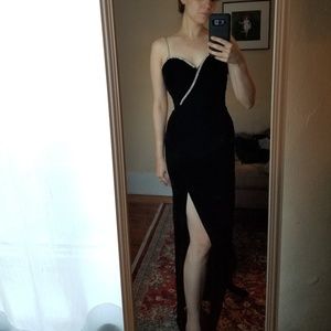 Vintage black velvet formal evening gown